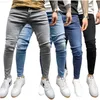 Men's Blue Satine Jeans Men Elastic Waist Skinny Stretch Ripped Pants Streetwear s Denim 220408 L230726