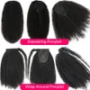 Paardenstaarten Afro Kinky Krullend Trekkoord Paardenstaart Mongools Kinky Krullend Wikkel Rond Paardenstaart 4B 4C Remy Hair Extensions Echt Haar Paardenstaart 230725