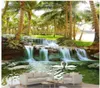 Bakgrunder Anpassade PO 3D Bakgrund Coconut Tree Forest Water Waterfall Scenery Home Decor Wall Murals For Living Room