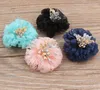 Fermagli per capelli Arrivo 30 Pz / lotto 45 MM Stile Della Corea Organza Filato Fiore Patch Sticker Pulsante Ornamento Indumento Gioielli Scarpe Decor