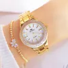 Zegarki dla kobiet zegarki na nadgarstki Gold Watch Watch Women Crystal Diamond zegarki ze stali nierdzewnej Srebrny zegar Kobiet Montre Femme 230725