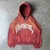 Erkek Hoodies Sweatshirts 2023 Yeni Amerika Vintage Gotik Moda Mektubu Baskı Hoodie Erkekler Y2K Punk Hip Hop Gevşek Trend Sıradan Çift Giyim Z230726