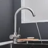 Nickel Kitchen Faucet with Direct Drink Tap Dual Spout Swivel Handheld Shower Kitchen Mixer Crane Hot Cold Kitchen Taps