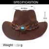 Autumn Winter Top Woolen Jazz Hat Wide Brim Cowboy Fedora Hats for Women Men Luxury Fascinator Felt Panama Cap