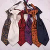 Bow Ties Tide Fashion 35 10cm Solid Floral Paisley Hong Kong Knot Polyester Lazy Tie för Man Business Party Slitte Accessories