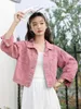 Vestes pour femmes rose Denim veste femmes mode coréenne mignon lâche Section courte revers simple boutonnage Y2k hauts manteau jean