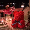 Torkade blommor Teddy Rose Bear Artificial Wedding Heart Decoration Home Valentines Party Girl Friend Anniversary Gift 230725