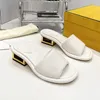 Designer Black Leather Slides Slippers Wide-band Sandals Sculptural Heel Mule Flip Flops Fashion Cut-out Heeled Slider Summer Rubber Sole