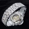 Andere Uhren Hohle mechanische Uhr Top Luxus Diamant Silber Automatik Mode Hip Hop High End Wasserdichte Uhr Drop 230725
