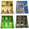 أنشطة الألعاب في الهواء الطلق 1 Deck Plastic Tarot Cards مقاومة للماء Rider Waite Gold Black Blue Cards with Guide Book L742 230725