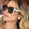 Okulary przeciwsłoneczne moda duża rama modna marka projektantka biała czarne okulary słoneczne Kobiety Kobiece okulary Uv400