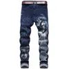 Pantalones vaqueros rasgados para hombres 3D personalidad Slim Color Print Denim Pantalones 2019 moda nuevos hombres Casual Slim Patch Jeans3237