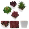 Fleurs décoratives 4 Pcs Pots Plantes En Plastique Fleur Faux Patio En Pot Paysage Décor Plantes Succulentes Artificielles