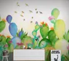 Wallpapers Decorative Wallpaper Hand Painted Cactus Background Wall Painting