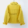 Women's Jackets Women's Denim Jacket Spring Autumn Short Coat Pink Jean Jackets Casual Tops Purple Yellow White Loose Tops Lady Outerwear KW02 J230726