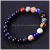 Univers Perlé Système Solaire Soleil Satellite Bracelet Lava Rock Oeil De Tigre Turquoise Pierre Naturelle Perles Bracelets Pour Femmes Hommes Mode Dh6Uk