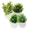 Dekorative Blumen, 4 Stück, künstliche Topfpflanzen, grüne Bürodekoration, gefälschte Dekore, Haushalts-Bonsai-Pflanzen, Nachahmung von Ornamenten, Kunststoff-Figur