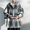 Herrenjacken Herbst College-Stil Plaid Kapuzenjacke Männer Lose Mode Damen Hoodie Wollstoff Männlich Koreanisch Paar Mantel 230725