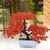 Fleurs décoratives plantes artificielles vertes créatives bonsaï d'arbre dans la lavande en plastique de Pot
