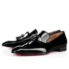 Loubutinly Christianians Mocassini da uomo con fondo rosso Designer Donna Uomo Scarpe eleganti Taglia grande Us 12 tacchi Pelle di lusso Nero Bianco Rosa Scarpe da sposa Stivali spuntoni Traine