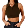 Camicie attive Donna Estate Sexy Canotta lavorata a maglia Ragazze Temperamento Risvolto creativo Tinta unita Tinta unita Senza maniche Slim Crop Top