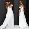 Enkel Boho Beach Chiffon Wedding Dresses 2019 New Side Split A Line Brudklänningar Sexig Spaghetti V Neck Beach Wedding Dress1753