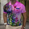 Herenpolo's 3d bloemen poloshirt bedrukte shirts casual korte mouw mesh blouse zomerkleding oversized tees ademende tops