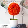 Decorative Flowers Plastic Flower Artificial Plant Potted Table Ornaments Christmas Simulation Bonsai Craft Green Room Decoration