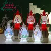 LED Christmas Tabletop Lanterns Decorative Christmas Water Lanterns with Snowman Santa Elk Figurines, Button Cell Powered Vintage Lantern Holiday Decoration