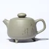 Embossing Chinese Yixing Authentic Tea Pot Handmade Purple Clay Teapot Raw Ore Green Bean Mud Kettle Tea Ceremony Customized Gifts 200ml