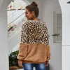 Kvinnors hoodies plats! Womens Leopard Print sömmar Winter Coat Top Zip Up Hoodie Sudadera Mujer kläder för kvinnor Cardigan 2023