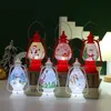 LED Christmas Tabletop Lanterns Decorative Christmas Water Lanterns with Snowman Santa Elk Figurines, Button Cell Powered Vintage Lantern Holiday Decoration
