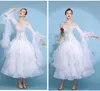 Scene Wear High-End Ballroom Competition Dance Dresses Women White Waltz kjol Lady's Long Sleeve Standard Dancing Dress