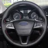 Svart syntetiskt läderbil rattskydd för Ford Focus 3 2015-2018 Kuga 2016-2018 Escape 2016-2018275R