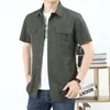 Mannen Casual Shirts Safari Stijl Mannen Mode Korte Mouw Zomer Streetwear Koreaanse Mannelijke Kleding Vintage Losse Oversized Outdoor Tops