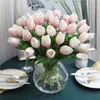 Dried Flowers 31PCSLOT PU Mini Tulip Artificial Flower Real Touch Wedding Floral Bouquet Christmas Home Party Decoration Gifts 230725