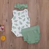 Ensembles de vêtements printemps 3 pièces/ensemble bébé filles Cactus tenues sans manches T-Shirts hauts Shorts bandeau ensemble