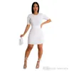 Femmes robe costume deux pièces jupe ensemble été Sexy couleur unie haut court à manches courtes T-shirt Wrap hanche jupes tenues