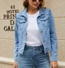 Damen Jacken Manschettenknopf Kurz Denim Crop Blau Jean Mantel Frühling Cowboy Jacke Top Demin Frauen 230726