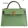 Designer Bag Handmade 5a New Female Versatile Leather One Shoulder Messenger Soft Avocado Green Second Generation Mini Have Logo