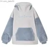 Sweats à capuche pour femmes Sweat-shirts d'hiver pour femmes épais en peluche mat Sweat-shirt Harajuku mignon fermeture à glissière bouche Hoodie lettre broderie surdimensionné dessin lâche Z230726