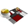 Mats Pads Deep Red Abstract Geometric Kitchen Dining Table Decor Accessori 4/6pcs Tovaglietta in lino resistente al calore Stoviglie Pads 230725