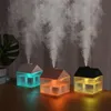 Humidifiers Portable 250 Ml 3 in 1 House Shape Humidifier Usb Ultrasonic Colorful Night Light Cool Mist Maker Air Humidifier Car Diffuser