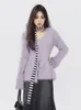 Femmes tricots 2023 automne violet Flare manches mince pull femmes élégant col en v Sexy Cardigan coréen fausse fourrure chaud tricot doux pull