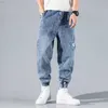 Jeans Street Giyim Hip-Hop Harem Erkekler Gevşek Sıradan Spor Koreli Erkekler Kot Jogger Pants 230410 L230726
