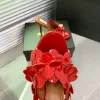 Nouveau Petal décoration mules pantoufles sandales stiletto diapositives chaussures à bout ouvert en cuir de designer de luxe pour femmes Chaussure habillée semelle extérieure chaussures de soirée chaussures d'usine