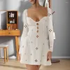 Casual Dresses Summer Solid Color Dress Elegant Floral Hollow Out Midi For Women Slim Fit V Neck Party With Soft Lady Vibes Retro