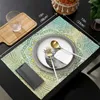 Tapis de Table tournesol Mandala vert napperon pour salle à manger vaisselle 4/6 pièces cuisine plat tapis Pad comptoir décoration de la maison