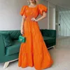 Vestidos casuales básicos Vintage Puff Sleeve Women Party Maxi Dress Elegante rayas Office Lady Long Fashion Turndown Collar Button Shirt 230726