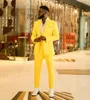 Summer Yellow Men Tuxedos One Button Classic Fit Custom Made Groom PROM PROM PANTS SUITS 3 sztuki